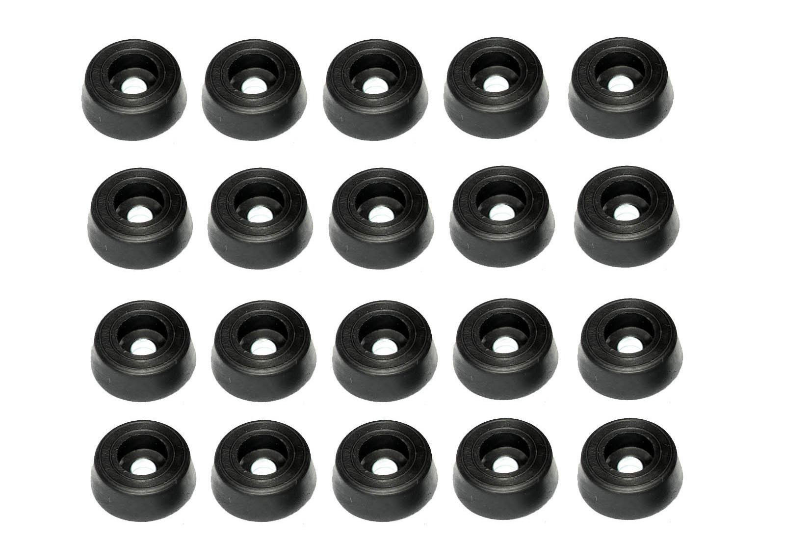 20 Medium Round Rubber Feet -  .312 H x .859 D - Great for Cutting Boards, Small Electronics, Crafts.  Food Safe / RoHS Compliant / Prop 65 Free